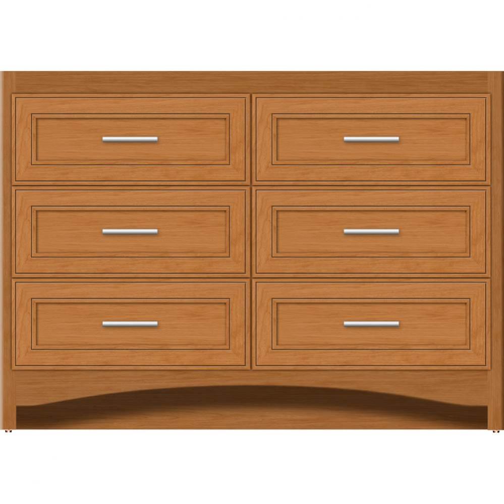 48 X 18 X 34.5 Ravenna Town Vanity Deco Miter Nat Cherry 6 Drw