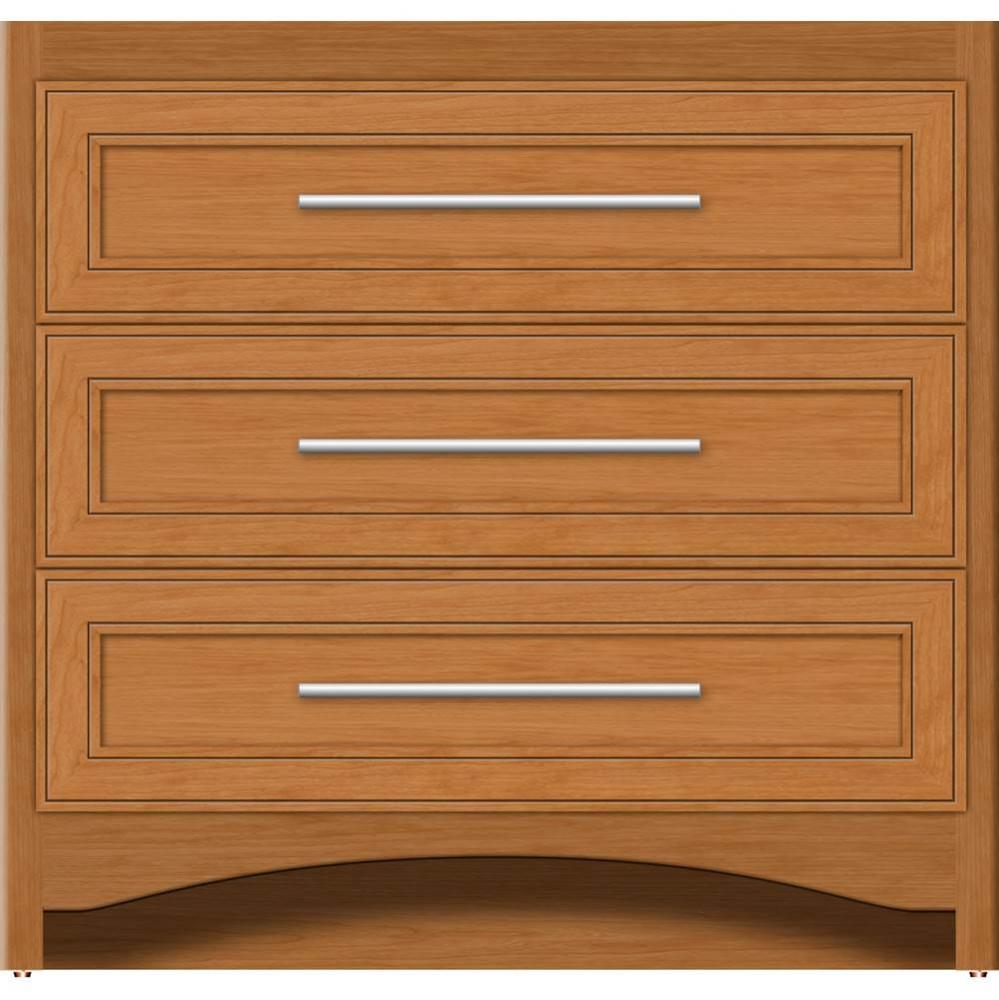 36 X 18 X 34.5 Ravenna Town Vanity Deco Miter Nat Cherry 3 Drw