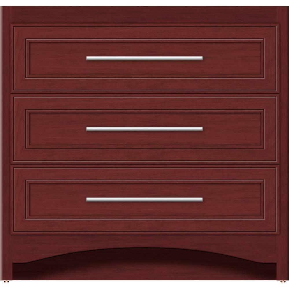 36 X 18 X 34.5 Ravenna Town Vanity Deco Miter Dk Cherry 3 Drw