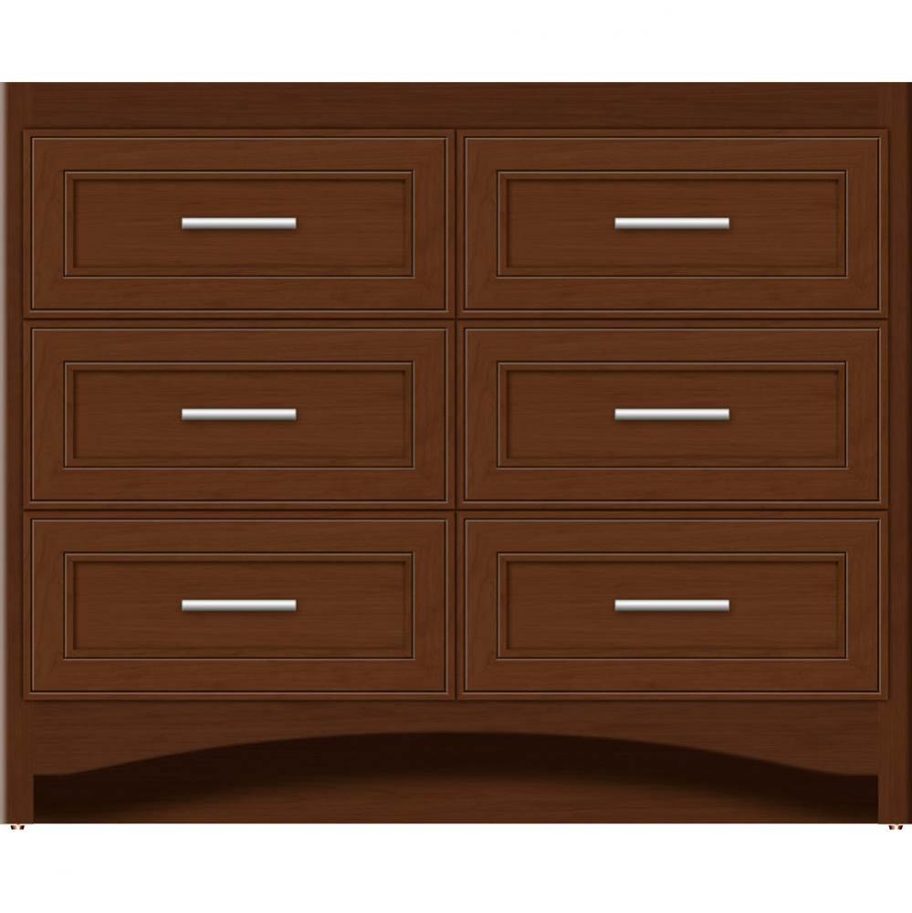 42 X 18 X 34.5 Ravenna Town Vanity Deco Miter Pecan Cherry 6 Drw