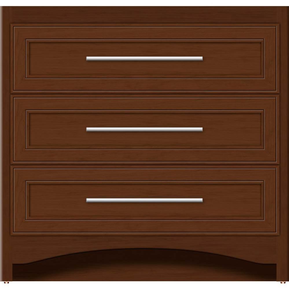 36 X 21 X 34.5 Ravenna Town Vanity Deco Miter Pecan Cherry 3 Drw