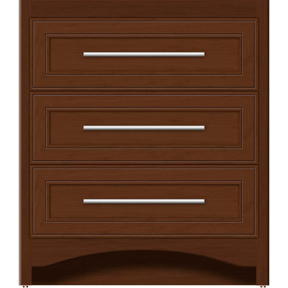 30 X 21 X 34.5 Ravenna Town Vanity Deco Miter Pecan Cherry 3 Drw