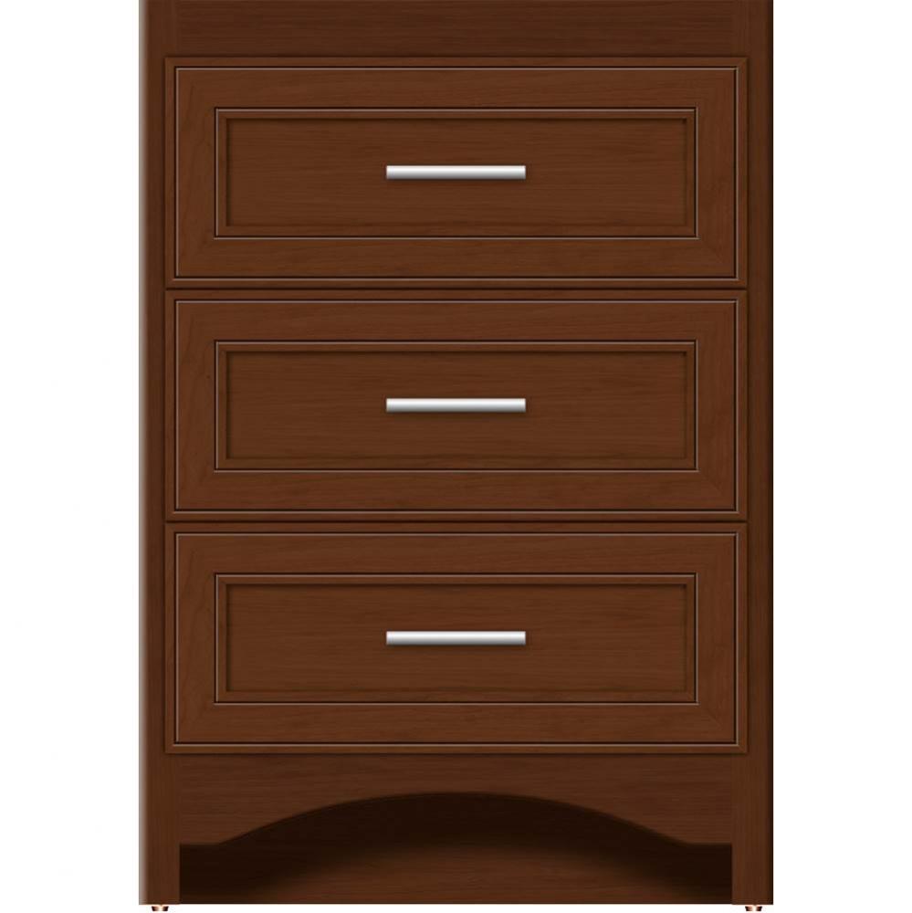 24 X 18 X 34.5 Ravenna Town Vanity Deco Miter Pecan Cherry 3 Drw