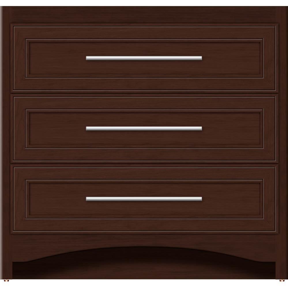 36 X 21 X 34.5 Ravenna Town Vanity Deco Miter Choc Cherry 3 Drw