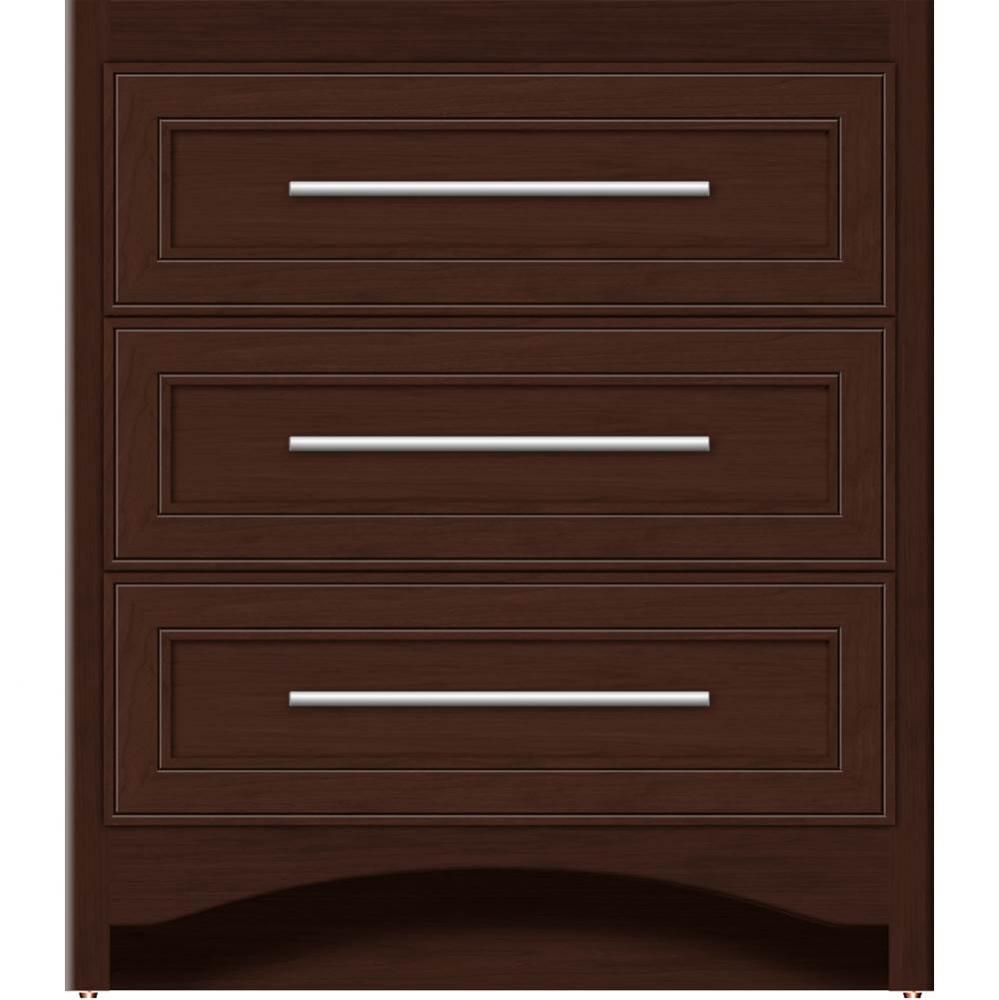 30 X 21 X 34.5 Ravenna Town Vanity Deco Miter Choc Cherry 3 Drw