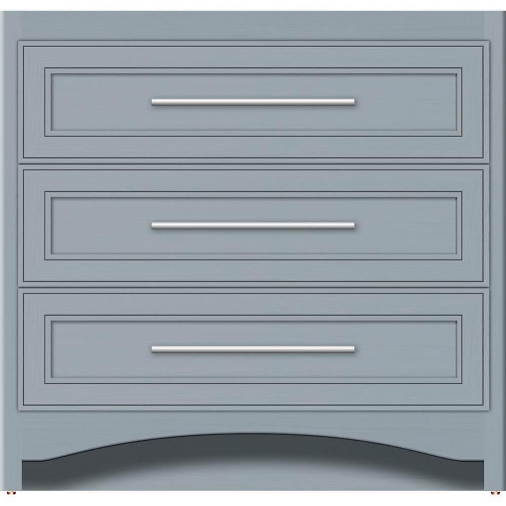 36 X 21 X 34.5 Ravenna Town Vanity Deco Miter Silver Oak 3 Drw