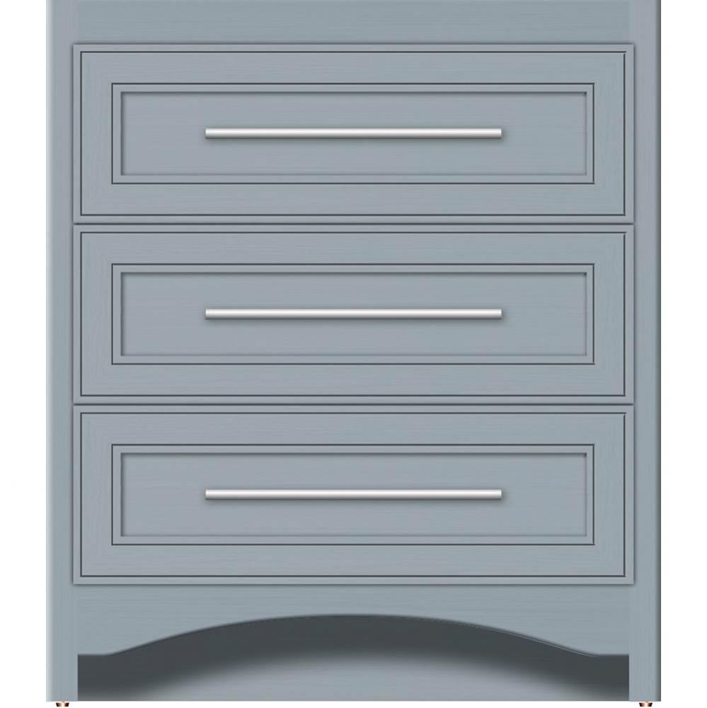 30 X 18 X 34.5 Ravenna Town Vanity Deco Miter Silver Oak 3 Drw