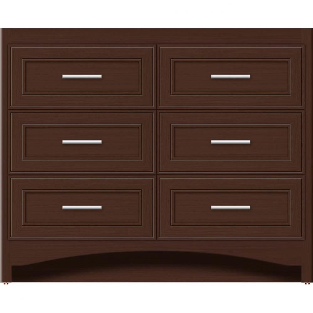 42 X 18 X 34.5 Ravenna Town Vanity Deco Miter Choc Oak 6 Drw