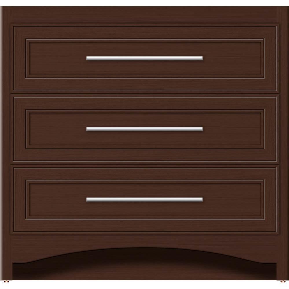 36 X 21 X 34.5 Ravenna Town Vanity Deco Miter Choc Oak 3 Drw