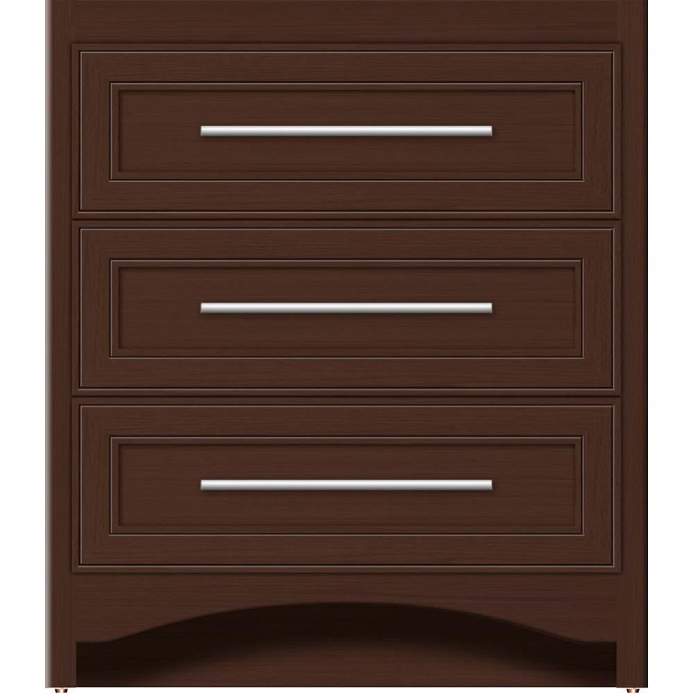 30 X 18 X 34.5 Ravenna Town Vanity Deco Miter Choc Oak 3 Drw