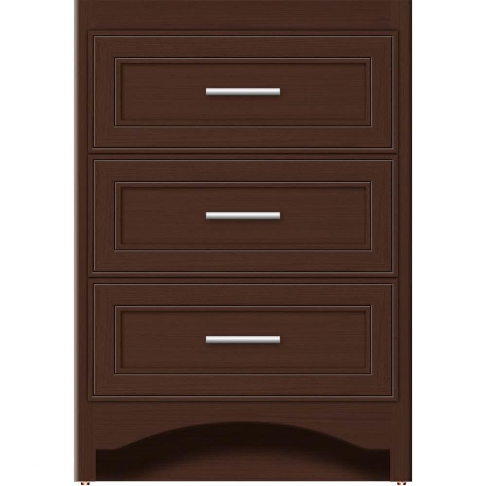 24 X 18 X 34.5 Ravenna Town Vanity Deco Miter Choc Oak 3 Drw