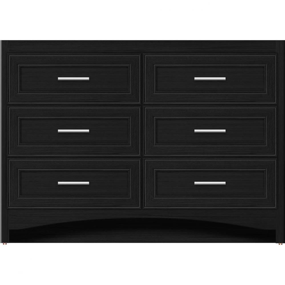 48 X 18 X 34.5 Ravenna Town Vanity Deco Miter Midnight Oak 6 Drw