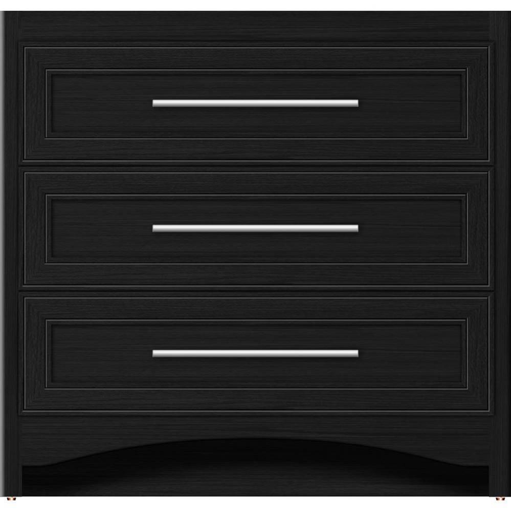 36 X 21 X 34.5 Ravenna Town Vanity Deco Miter Midnight Oak 3 Drw