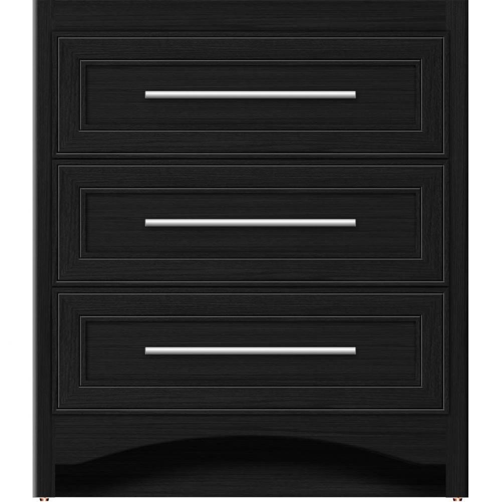 30 X 18 X 34.5 Ravenna Town Vanity Deco Miter Midnight Oak 3 Drw