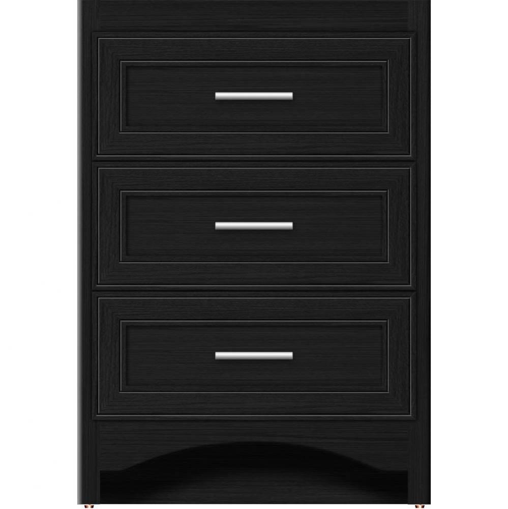 24 X 21 X 34.5 Ravenna Town Vanity Deco Miter Midnight Oak 3 Drw
