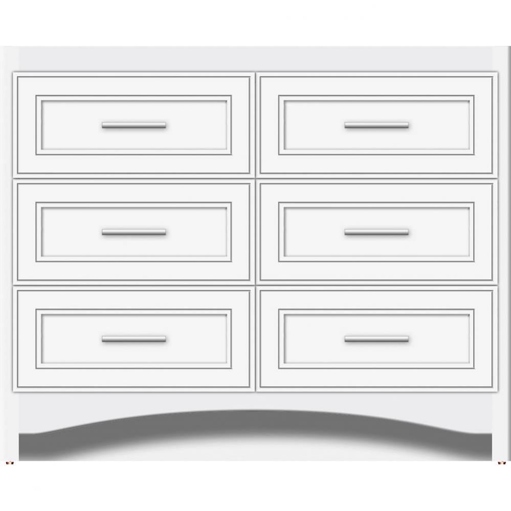 42 X 21 X 34.5 Ravenna Town Vanity Deco Miter Sat White 6 Drw