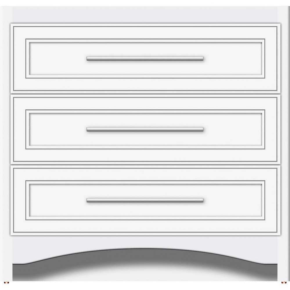 36 X 18 X 34.5 Ravenna Town Vanity Deco Miter Sat White 3 Drw