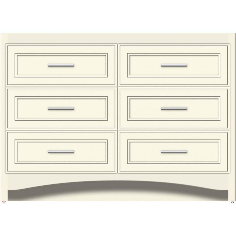 48 X 21 X 34.5 Ravenna Town Vanity Deco Miter Sat Biscuit 6 Drw