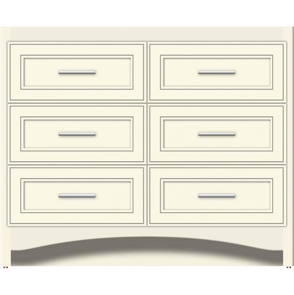 42 X 21 X 34.5 Ravenna Town Vanity Deco Miter Sat Biscuit 6 Drw