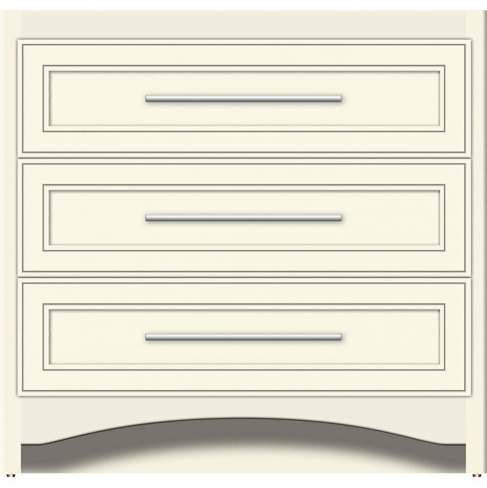 36 X 21 X 34.5 Ravenna Town Vanity Deco Miter Sat Biscuit 3 Drw