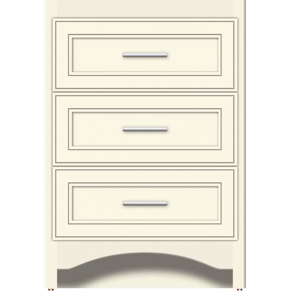 24 X 18 X 34.5 Ravenna Town Vanity Deco Miter Sat Biscuit 3 Drw