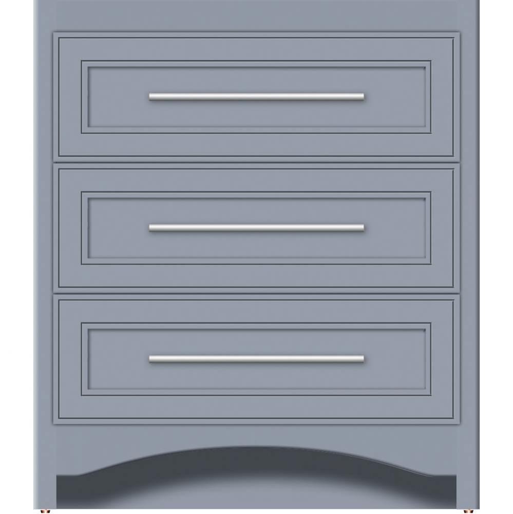 30 X 21 X 34.5 Ravenna Town Vanity Deco Miter Sat Silver 3 Drw