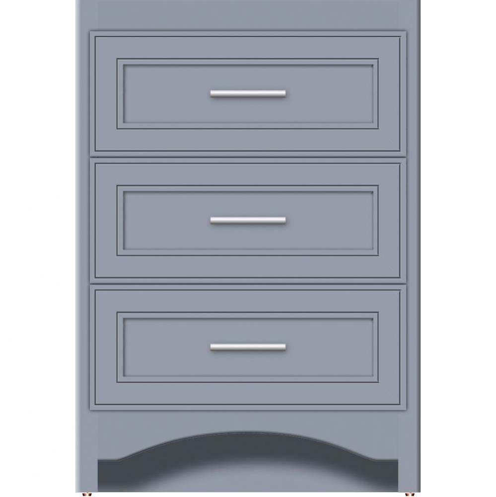 24 X 18 X 34.5 Ravenna Town Vanity Deco Miter Sat Silver 3 Drw