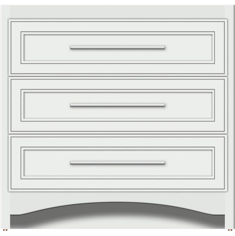 36 X 18 X 34.5 Ravenna Town Vanity Deco Miter Powder Grey 3 Drw