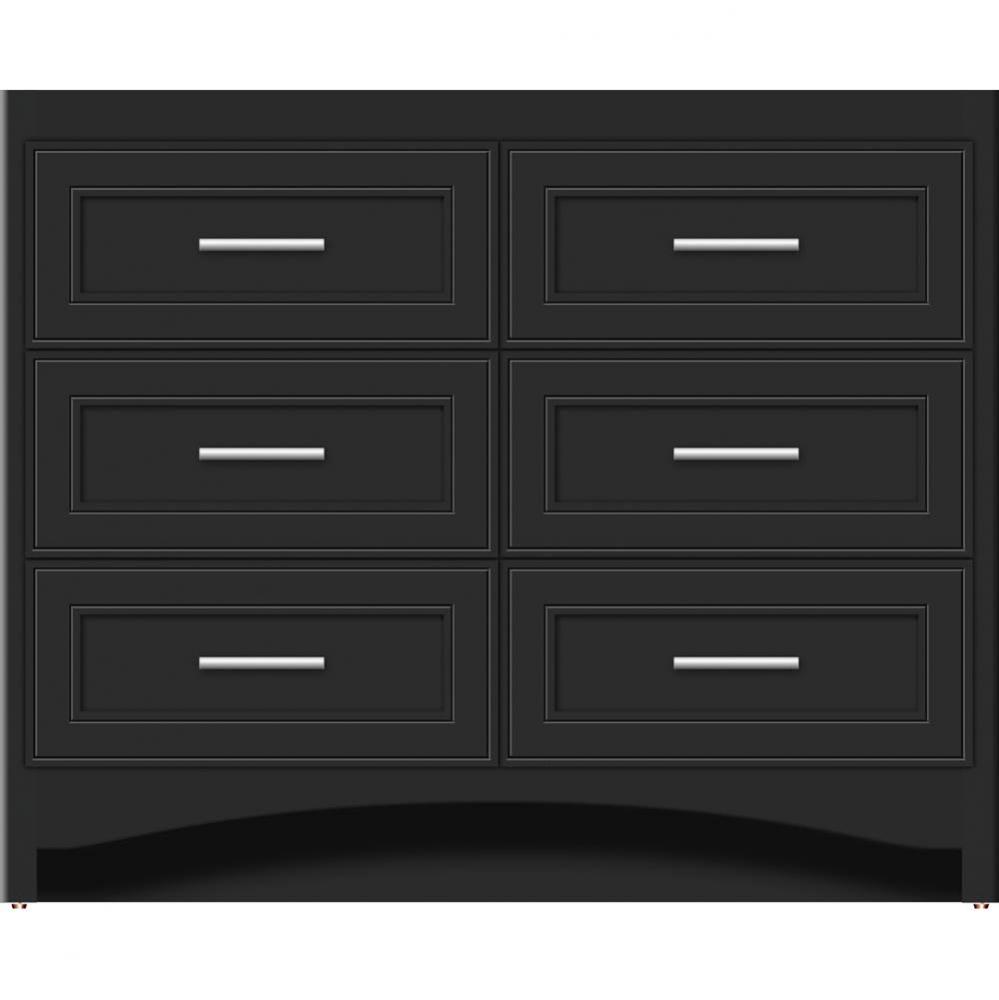 42 X 18 X 34.5 Ravenna Town Vanity Deco Miter Sat Black 6 Drw