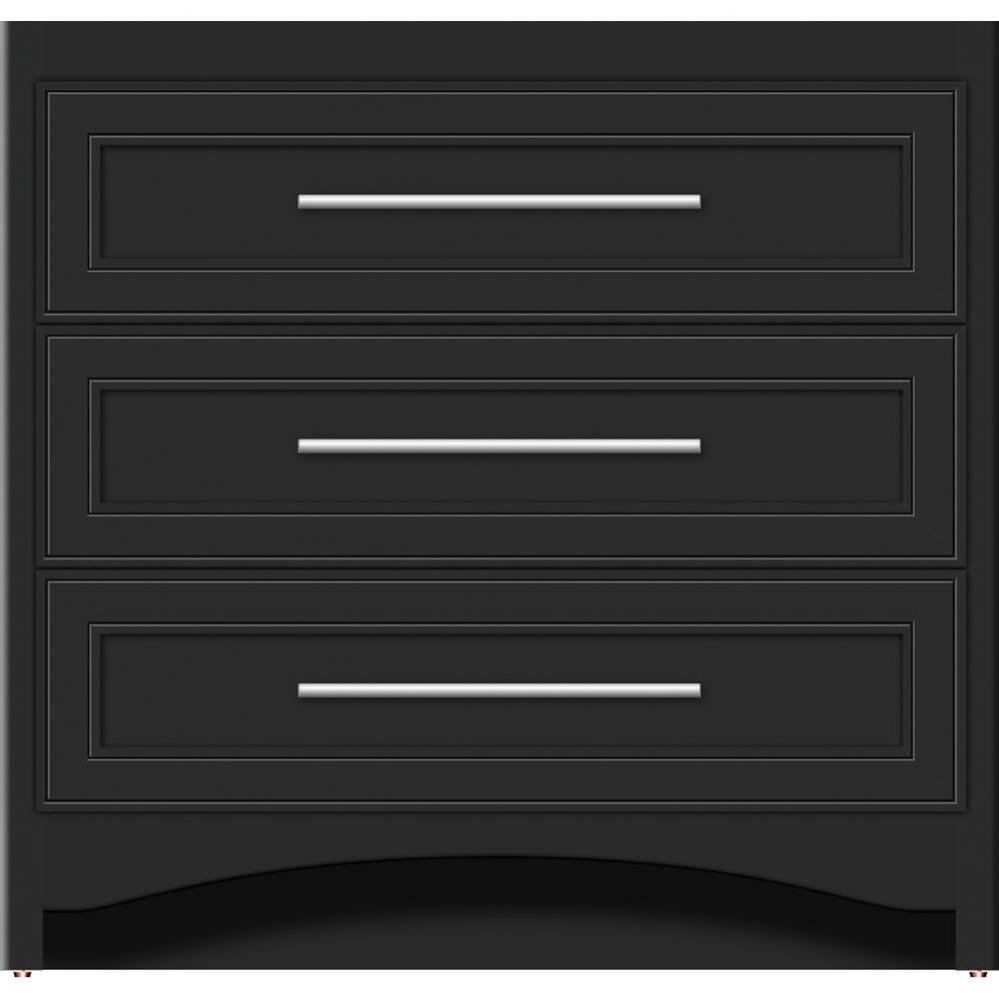 36 X 21 X 34.5 Ravenna Town Vanity Deco Miter Sat Black 3 Drw