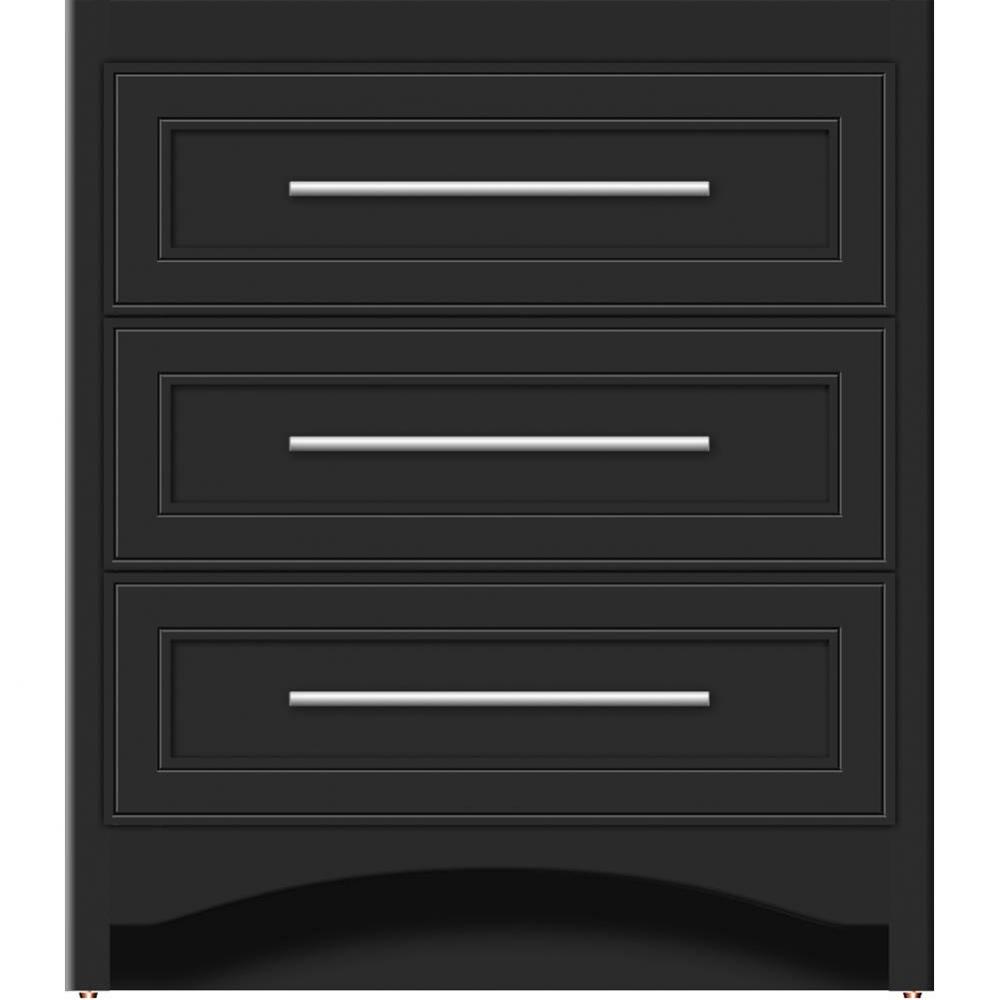 30 X 18 X 34.5 Ravenna Town Vanity Deco Miter Sat Black 3 Drw