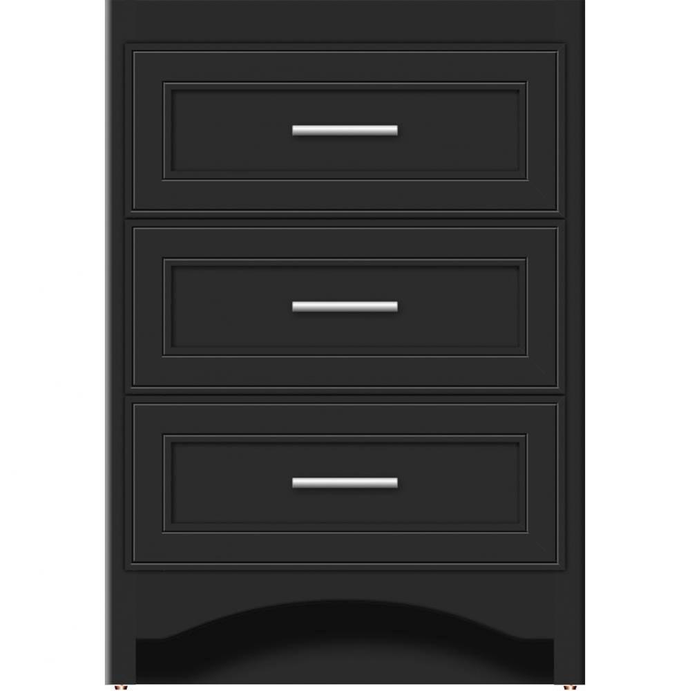 24 X 21 X 34.5 Ravenna Town Vanity Deco Miter Sat Black 3 Drw