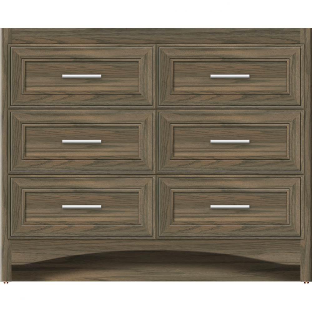 42 X 18 X 34.5 Ravenna Town Vanity Deco Miter Dusky Oak 6 Drw
