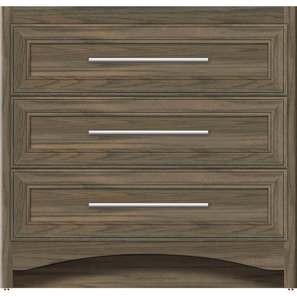 36 X 18 X 34.5 Ravenna Town Vanity Deco Miter Dusky Oak 3 Drw