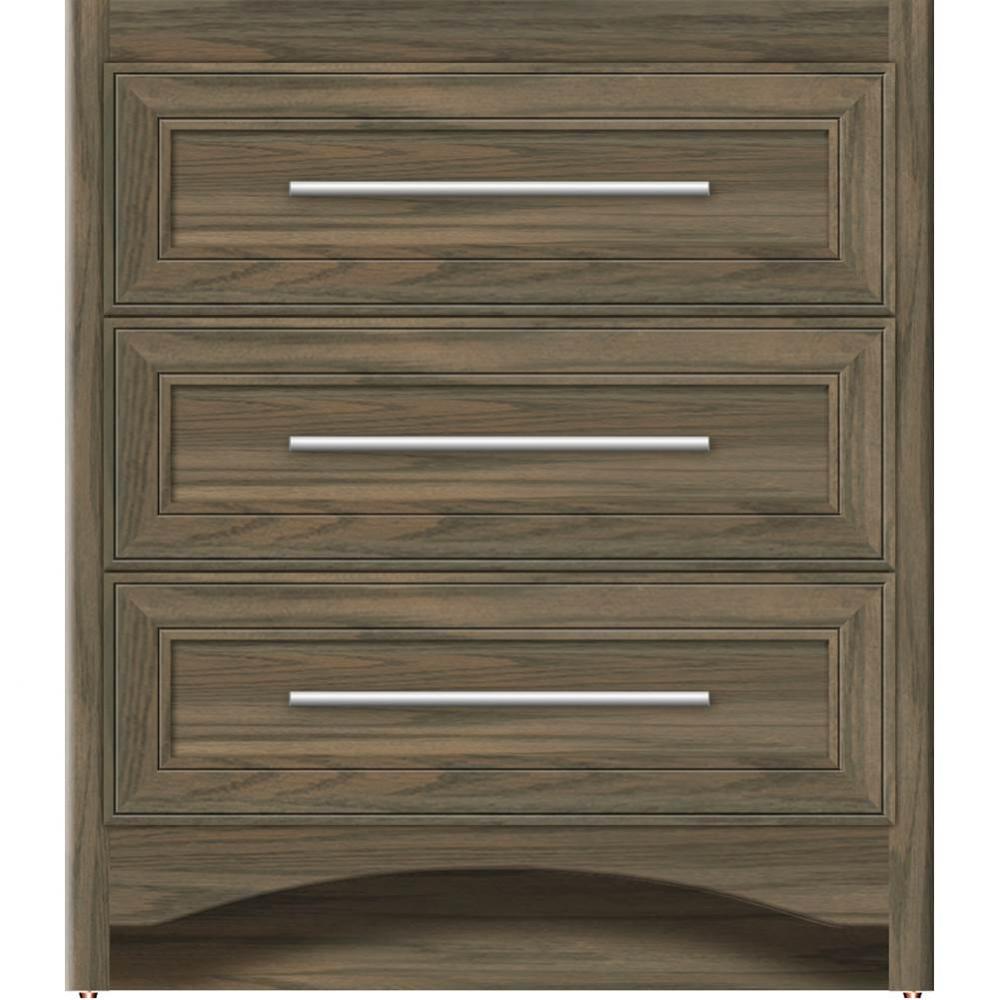 30 X 21 X 34.5 Ravenna Town Vanity Deco Miter Dusky Oak 3 Drw