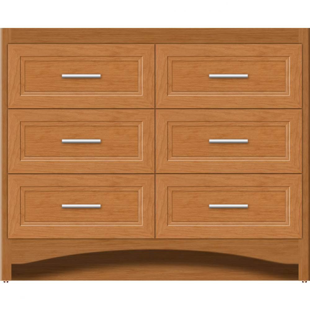 42 X 18 X 34.5 Ravenna Town Vanity Ogee Miter Nat Cherry 6 Drw