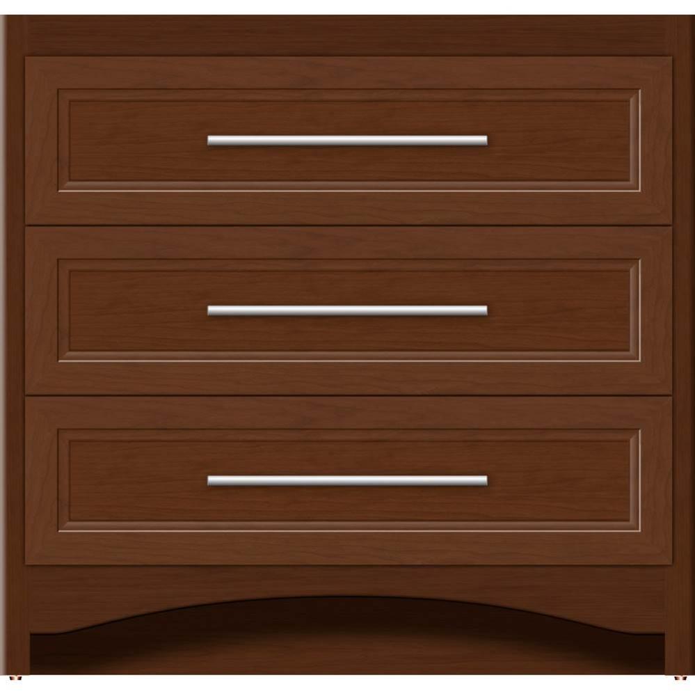 36 X 21 X 34.5 Ravenna Town Vanity Ogee Miter Pecan Cherry 3 Drw