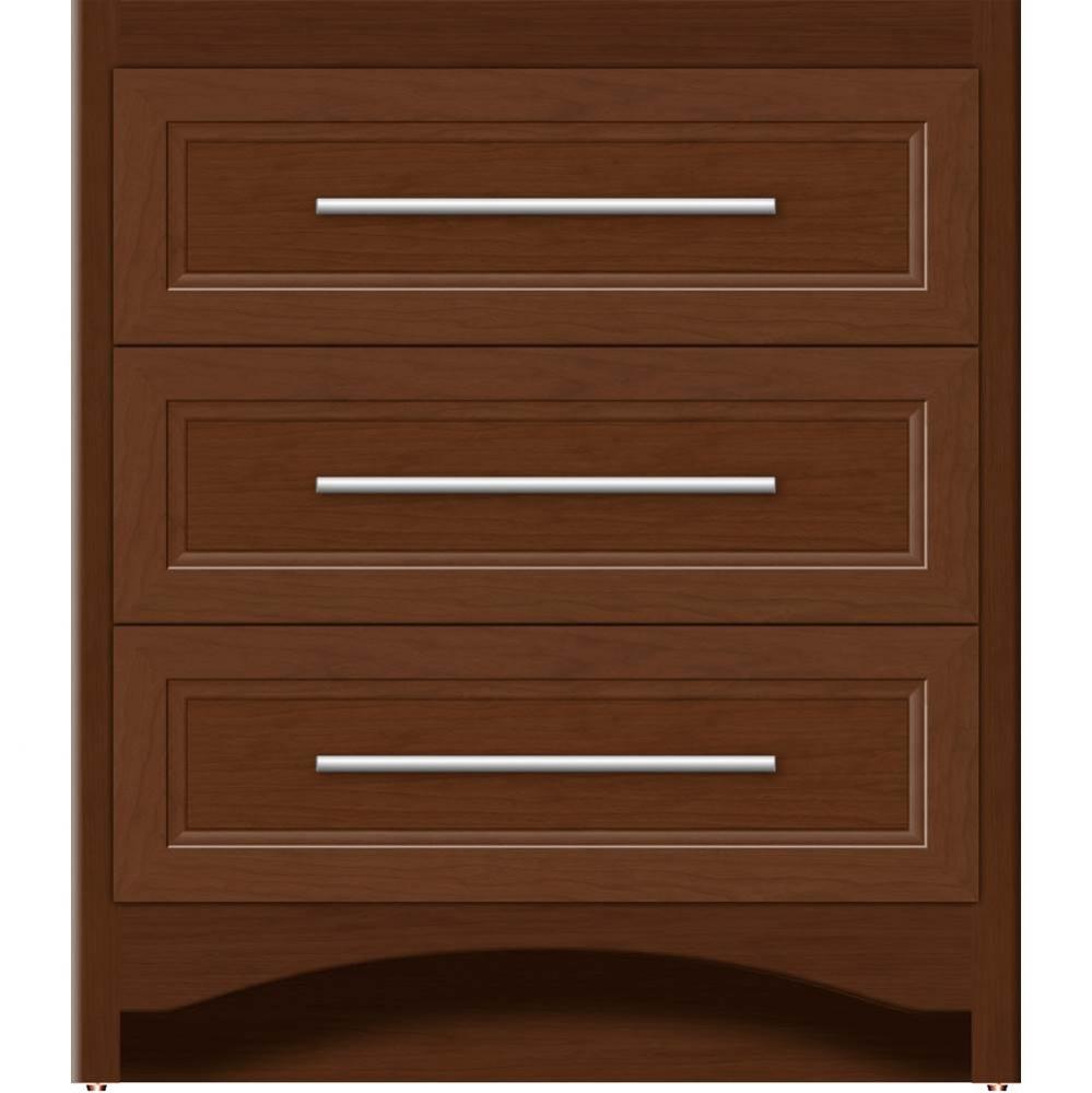 30 X 18 X 34.5 Ravenna Town Vanity Ogee Miter Pecan Cherry 3 Drw