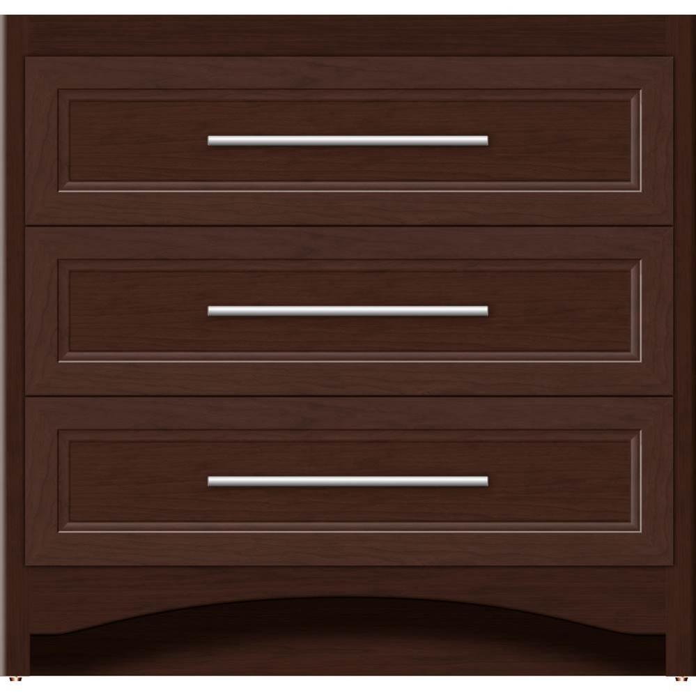 36 X 18 X 34.5 Ravenna Town Vanity Ogee Miter Choc Cherry 3 Drw