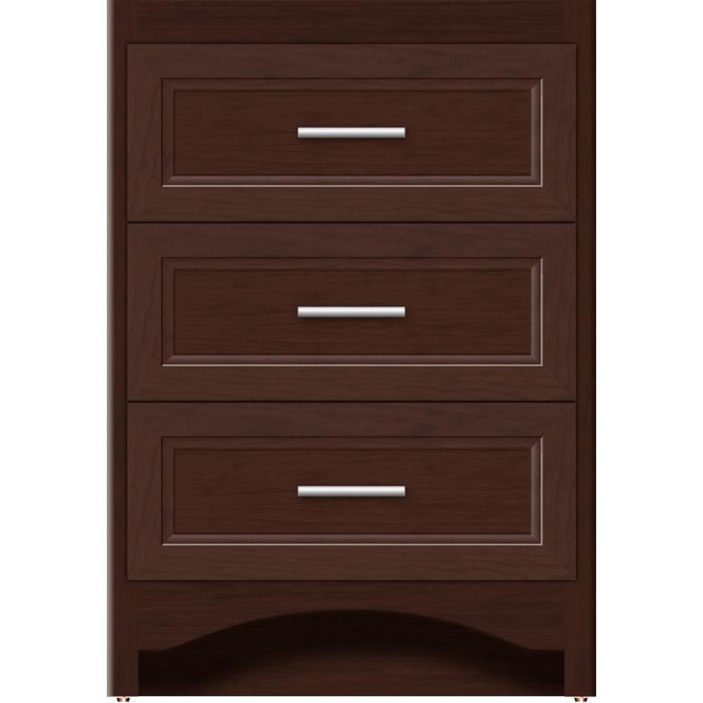 24 X 21 X 34.5 Ravenna Town Vanity Ogee Miter Choc Cherry 3 Drw