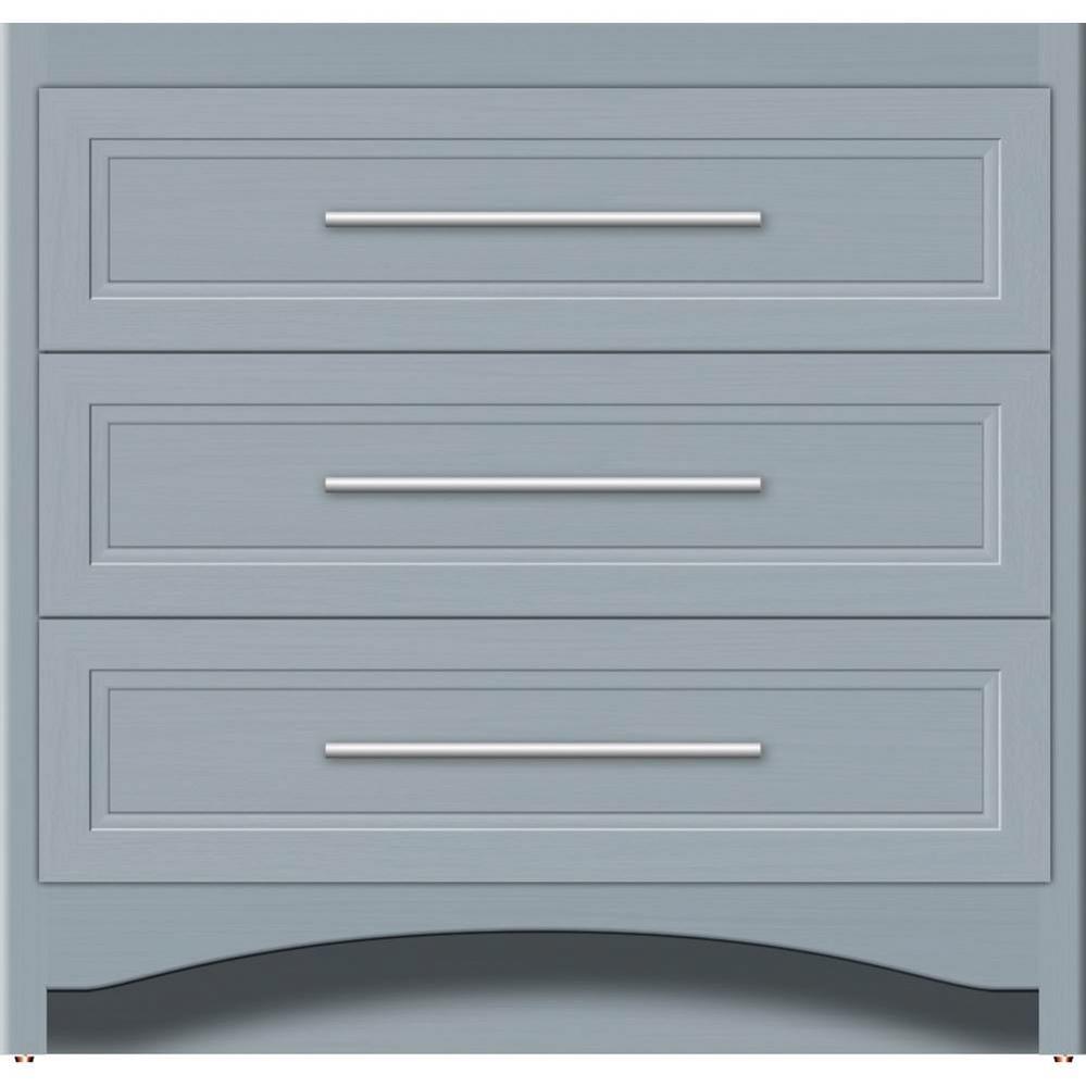 36 X 21 X 34.5 Ravenna Town Vanity Ogee Miter Silver Oak 3 Drw