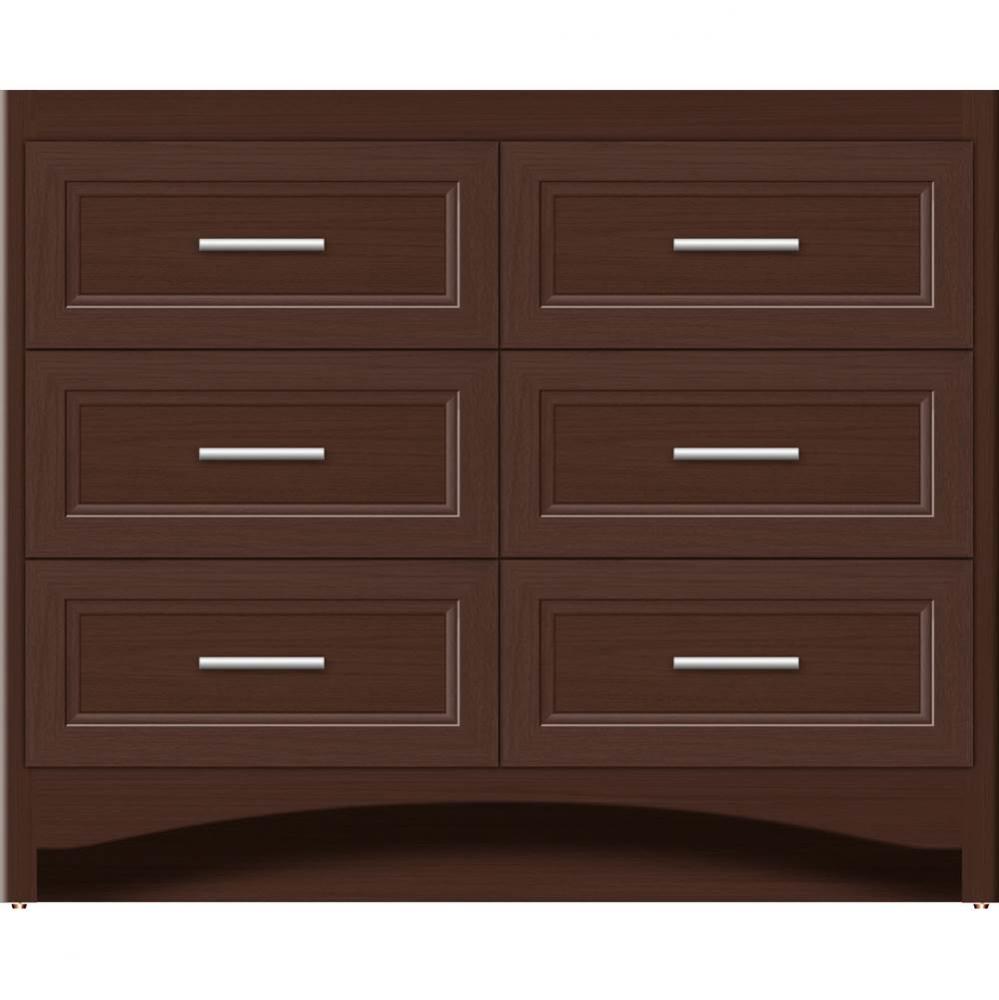 42 X 21 X 34.5 Ravenna Town Vanity Ogee Miter Choc Oak 6 Drw