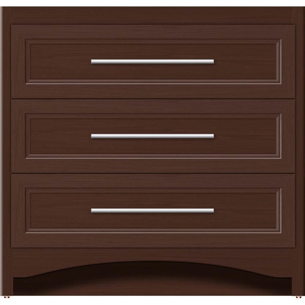 36 X 21 X 34.5 Ravenna Town Vanity Ogee Miter Choc Oak 3 Drw