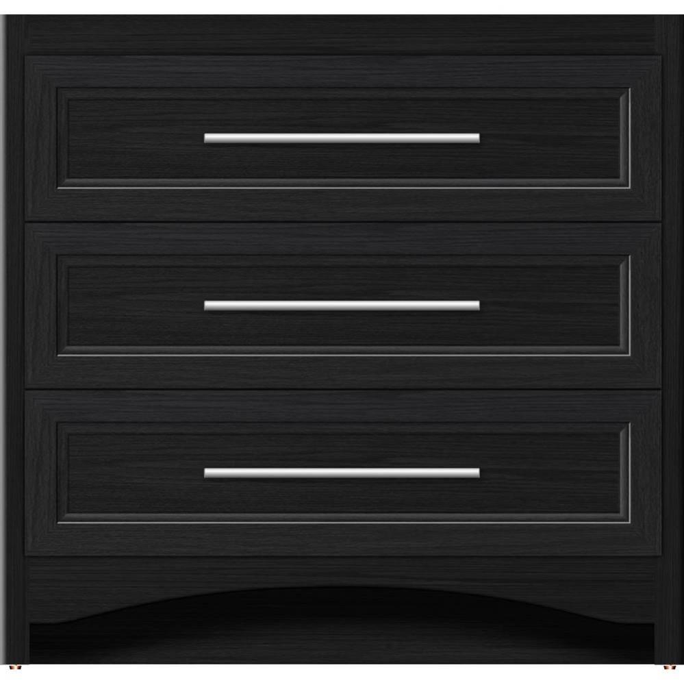 36 X 21 X 34.5 Ravenna Town Vanity Ogee Miter Midnight Oak 3 Drw