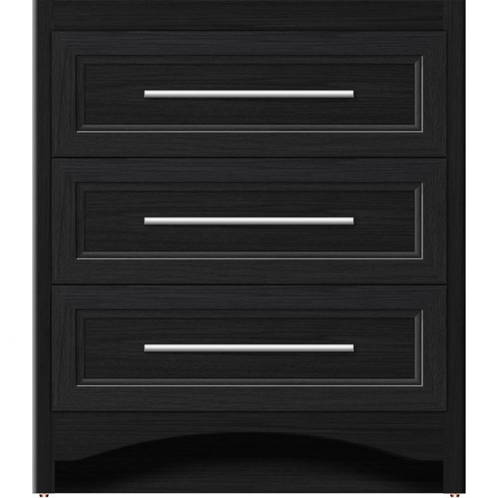 30 X 18 X 34.5 Ravenna Town Vanity Ogee Miter Midnight Oak 3 Drw