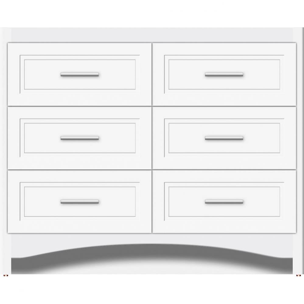 42 X 18 X 34.5 Ravenna Town Vanity Ogee Miter Sat White 6 Drw