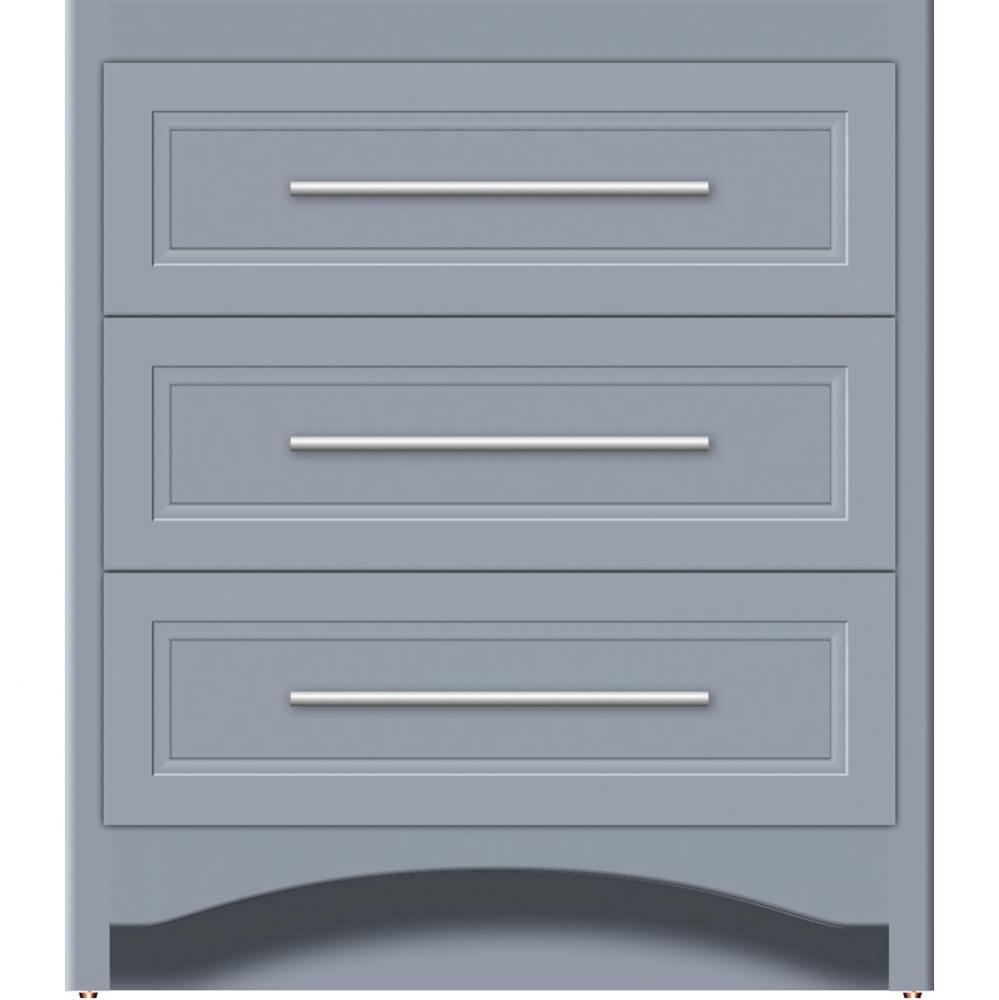 30 X 21 X 34.5 Ravenna Town Vanity Ogee Miter Sat Silver 3 Drw