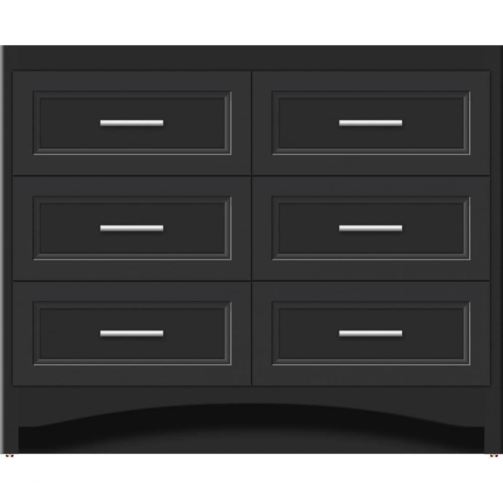 42 X 18 X 34.5 Ravenna Town Vanity Ogee Miter Sat Black 6 Drw