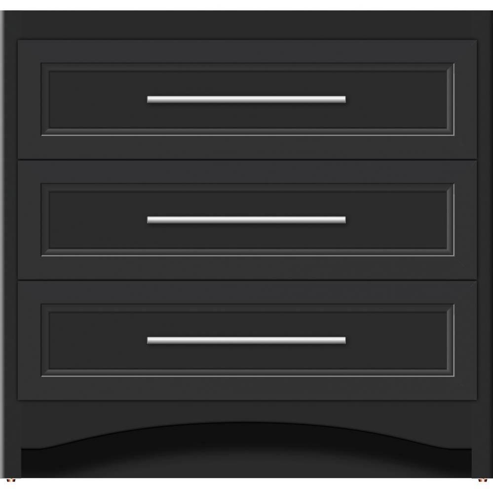 36 X 21 X 34.5 Ravenna Town Vanity Ogee Miter Sat Black 3 Drw