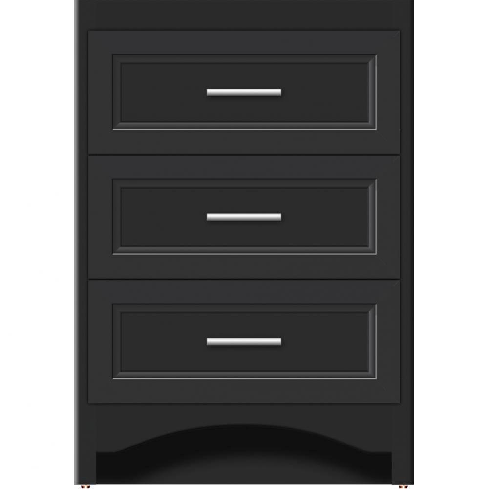 24 X 18 X 34.5 Ravenna Town Vanity Ogee Miter Sat Black 3 Drw